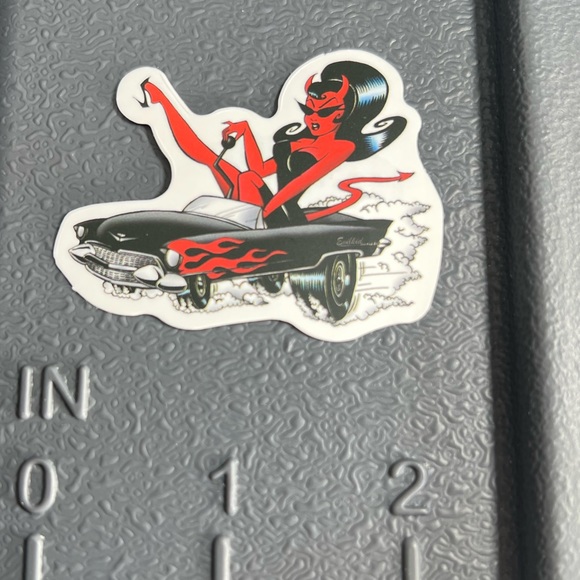 RED DEVIL Sexy Pinup Gorgeous Sticker Retro Vintage BomberGirl Ace Pilot - Picture 4 of 5